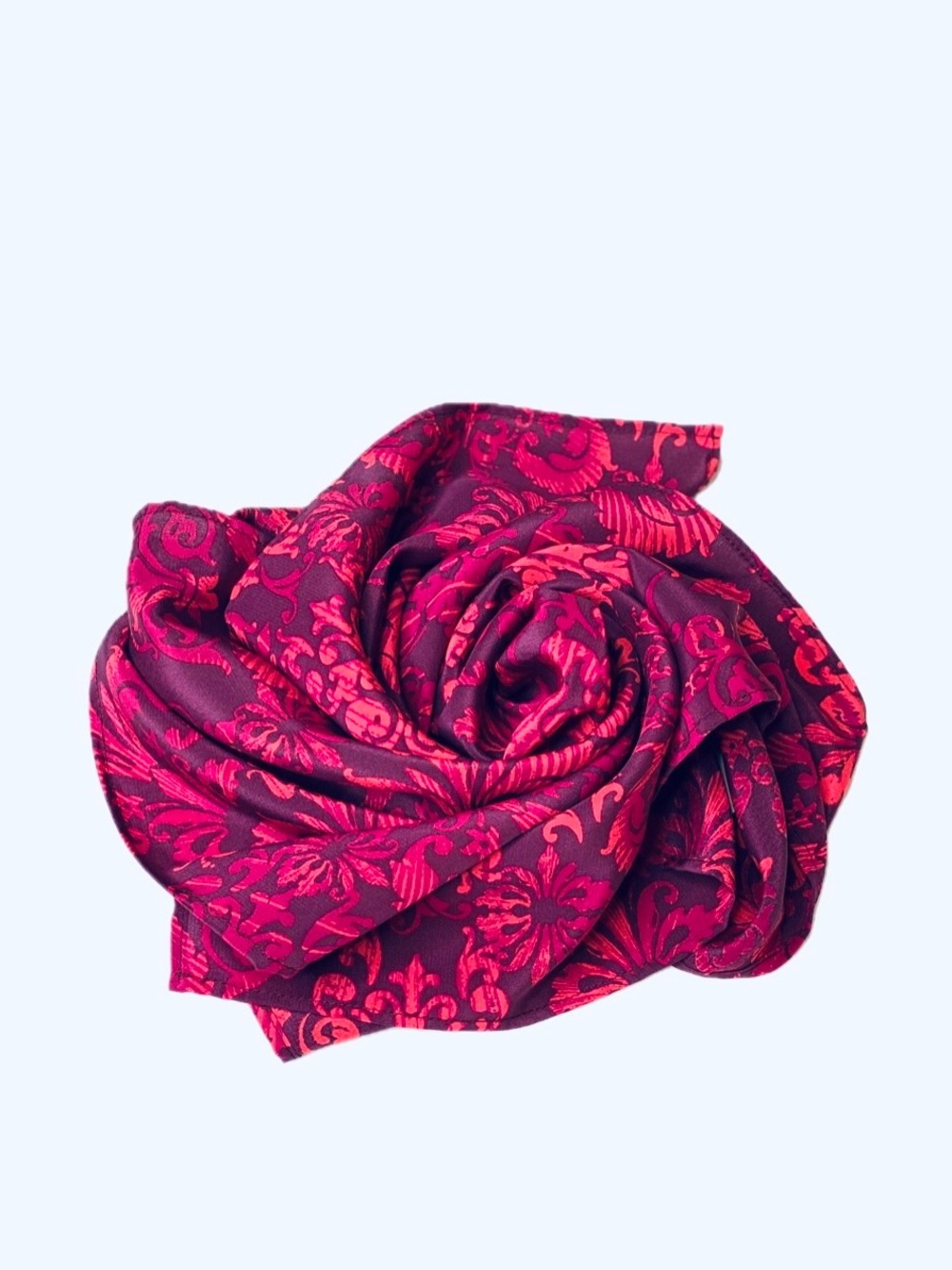 NWT SILKLETTE Mosaic 100% Fine Silk Kerchief Scarf Red/Deep Purple